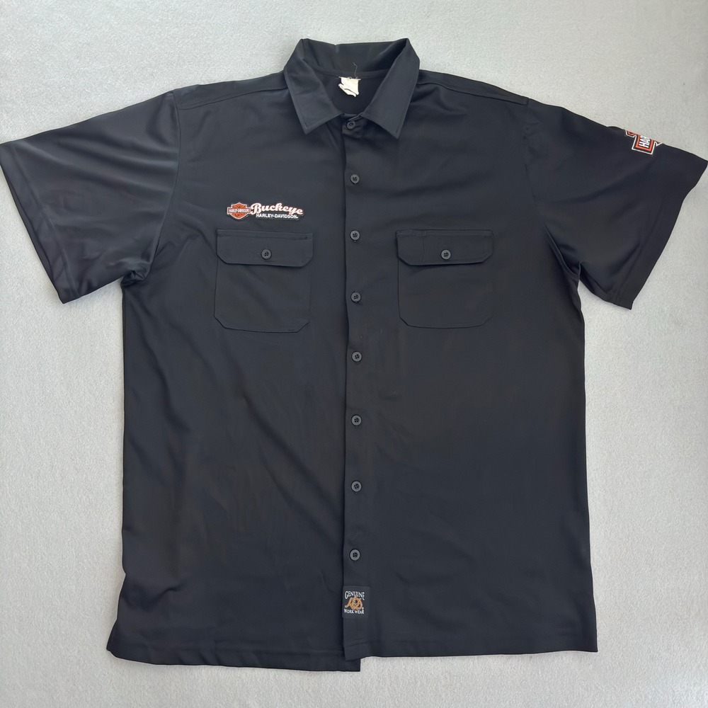 Harley-Davidson Buckeye Dayton Ohio Black Work Shirt XL Short Sleeve Button Up